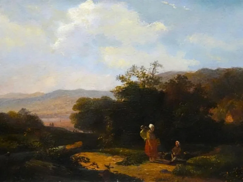 1814-Antonius Renardus Rietstap - Paesaggio estivo con figure